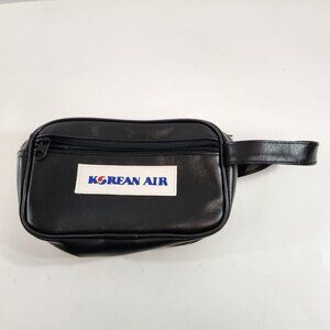 Korean Air Vintage Cosmetic Travel Shaving Soft Bag Sky Alliance Black